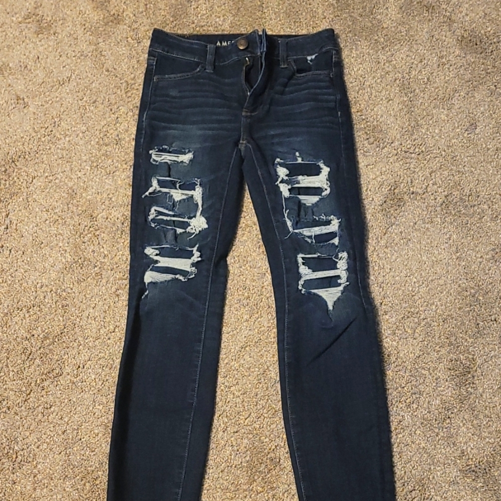 American Eagle dark wash high rise jeans size 0